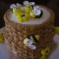 Bee-Cause Cake This I made: Bee-cause, I wanted to make the bumbles bees, and put them on a cake, not bad for 1st ones but would make smaller next time....