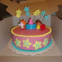 Dora Cake Buttercream with Fondant accents and toys. This cake was inspired by veronica720 .