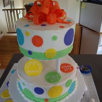 Polka Dot Cake Graduation Cake iced in buttercream with fondant accents