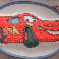 Lightning Mcqueen! Cake I made for my son who loves "Cars"!