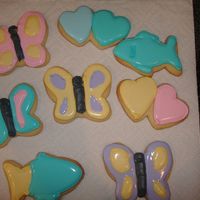 Butterfly, Fish And Heart Cookies! First time trying the NFSC! Decorated with RI just for fun! :)