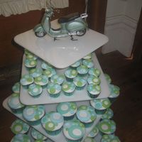 Retro Cupcakes Retro style cupcakes for a farewell party. He loves the 80's and has a vespa bike so I got a small model of one and put a little...