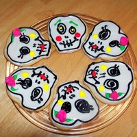Skull Cookies Sugar cookies with buttercream and royal frosting. Girlie skull tea party for my 6-year old.