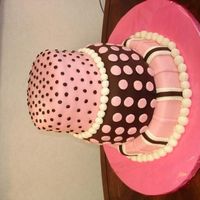 Polka Dots three tiered cake with stripes and polka dots I made for a bake sale at work. The proceeds went to Childrens Miracle Network