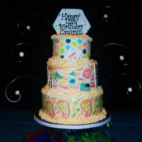 Tiered Birthday Cake With Edible Image Wraps My daughter helped me design her 12th birthday cake by picking out scrapbook paper designs I scanned onto edible image paper and wrapped...