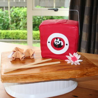Chinese Take Away Hazelnut and chocolate cake with fondant overlay. Decorative pieces and base gumpaste.