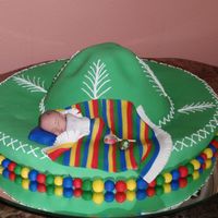 Sombrero Baby Shower Cake This cake is for a very good friend of mine. Gumpaste baby in the brim of a sombrero. Their party is mexican theme with all the bright...
