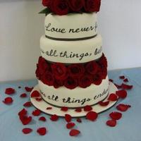 Bible Verse Wedding Cake Got the idea for this cake from here. Thank you all for all the information and creative "juice"!