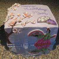 Korean Fan Dancer Cake Made for a friend, not really the colors I would have picked but I am pretty happy with the outcome.