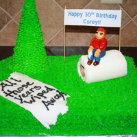 30Th B-Day Cake This one was for a friends huband who was turning 30. Her was a landscaper that's why there's so much grass and a tree.