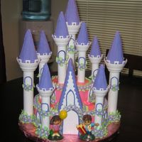 Castle Cake Dora And Diego This is our second castle cake. This is bc icing and royal flowers.
