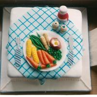 40Th Birthday Cake requested by his wife, because the guy loves his vegetables and his ketchup