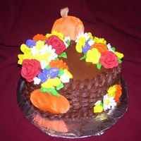 Final Cake Course 2 White cake with raspberry filling and chocolate icing. Wanted it to look fall-like since it's October. TFL!