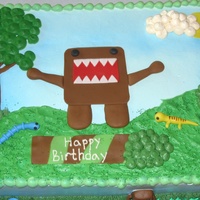 Domo Kun This was for a 14 year old boy's birthday. I had never even heard of this little Domo monster before this cake. Anyways it was a 18x12...