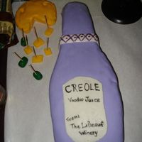 Cake.jpg I did this cake for my aunts annual wine tasting party.Wine bottle shaped vanilla cake with MMF .The cheese was a Smaller vanilla cake ....