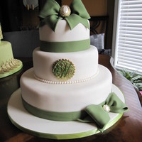 Edwardian three tier with ribbons, bows, jewellry and monogram