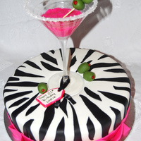 Martini Glass The client's daughter was turning 21 and she liked zebra print and hot pink.pink drink is royal icing with some piping gel on top to...