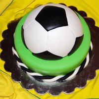 Soccer Ball Cake Chocolate Fudge covered in MMF
