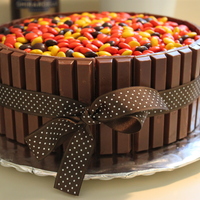 Candy Barrel Cake This was my candy barrel cake made with a big bag of reccess pieces and about 11 normal sized kit kats. This inside cake was darn good...