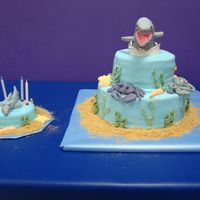 Shark Cake Made this cake fore my son's 4th birthday party. He requested a shark cake and after looking here for ideas this is what I came up...