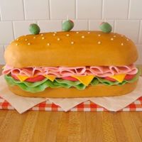 Ham Sandwich Cake This cake tied for first with one other cake in the Four Town Fair in Somers, CT. I took a 13" x 9" cake and cut it in half for...