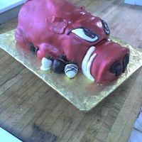 Woo Pig Sooie 3-D Razorback that I recently learned how to do! Of course, it was red velvet cake and covered in fondant!!!