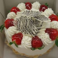 Strawberry Shortcake vanilla sponge cake with strawberries and whipped cream