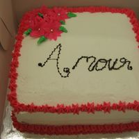 Valentines Day vanilla sponge cake with Raspberry filling and buttercream icing