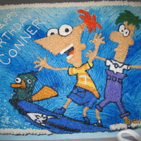 Phineas & Ferb Phineas & Ferb surfing to their beach birthday party
