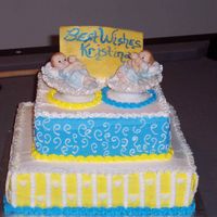 Twin Boys Cake Simple baby shower cake for twin boys