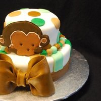 Mod Pop Monkey Cake I made this to match the mod pop monkey theme the mother to be was decorating the room in. Monkey is colorflow, bow is gumpaste ( I made it...