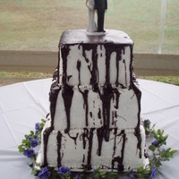 Wedding Cake With Chocolate Drizzle The bride requested a white cake with a chocolate drizzle. This was the first time I had done this on a white cake, but I love the light...