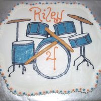 Riley's Drums Cupcake Cake Image is a FBCT. All buttercream. 24 funfetti cupcakes.