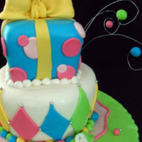 Whimsy Birthday Cake Inspired by the many colorful cakes I've seen. This was my first fondant covered square. YIKES!