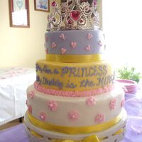Princess Baby Shower Buttercream, WASC cake, 3 fillings: lemon curd, strawberries & cream, and pineapple. Sorry, I take lousy photos! I'll find the...