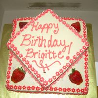 Square Strawberry Cake This is a cake I made for my Mom's birthday. It's a strawberry cake with strawberry BC filling and vanilla BC icing on the...