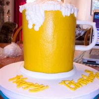 Big Mug Of Beer! This is 3 6" cakes stacked together & frosted with buttercream. The handle is mmf.