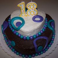 Birthday Fun This was for a co-worker whose favorite colors are purple and turquoise. Buttercream frosting with fondant accents.