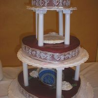 For The Ladies My first tiered cake. I was so happy it stayed up! Covered with fondant and decorated with royal icing roses on top, sugar mold of LDS Salt...