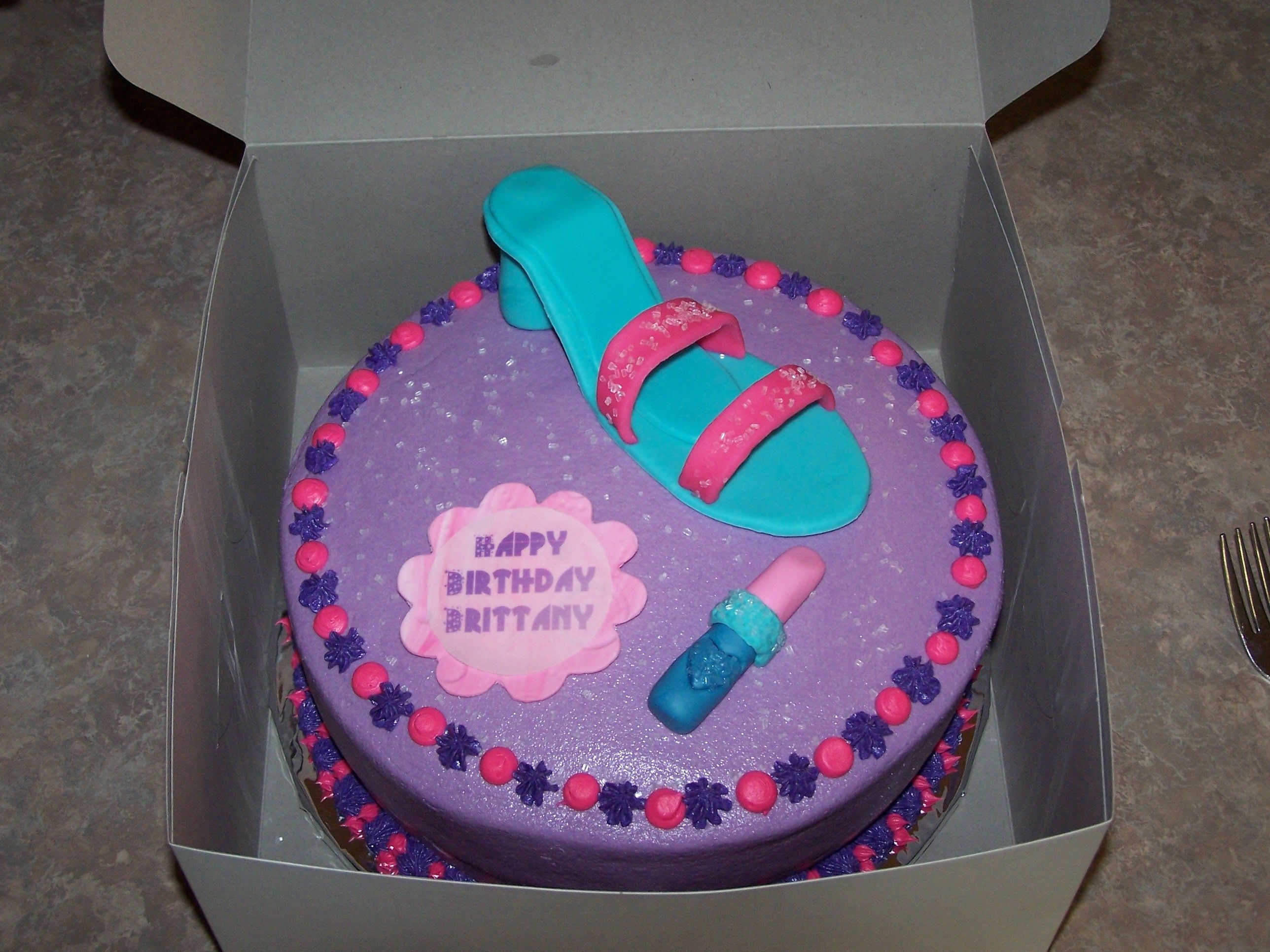 Glitzy Girl Fondant shoe and lipstick, Gumpaste plaque