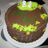 Miss Ewe Going away cake for co-worker. All buttercream with fondant Ewe and lamb.