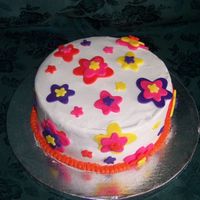 Shower Cake, 3 Of 4 Crazy daisy cake, bc covered with fondant flowers the bride used the 4 cakes I made as centerpieces for her tables at her shower.