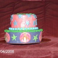 Hannah Montana I MADE THIS ONE FOR A GIRL AT WORK. IT WAS FOR HER LITTLE GIRL. WHO LOVED HANNAH MONTANA. SHE WANTED THE EDIBLE CIRCLES ON IT. THE TOP TIER...