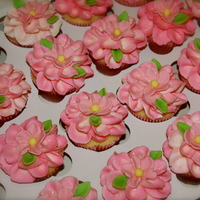 Pink Flowers BC with fondant flower centers.