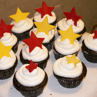 Chocolate Star Cupackes cupackes with whipped icing and chocolate stars
