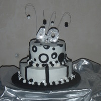 40Th Bday Cake Black and White bday cake. The "40" is embelished in rhinestones. There are approximately 185 stones per number! definately time...