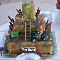 1St Grooms Cake The sign on the front says "The Hunt is Over"