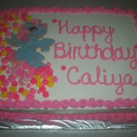 My Little Pony Birthday Cake 1/2 sheet, yellow cake w/ buttercream icing and royal icing pony