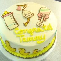 Babyshower Cake For A Coworker yellow cake w/ buttercream and CT accents