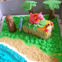 Luau Cake Cake is done in buttercream and accents are done in fondant~ Made for the Weatherford Health Care Residents birthday... :o)